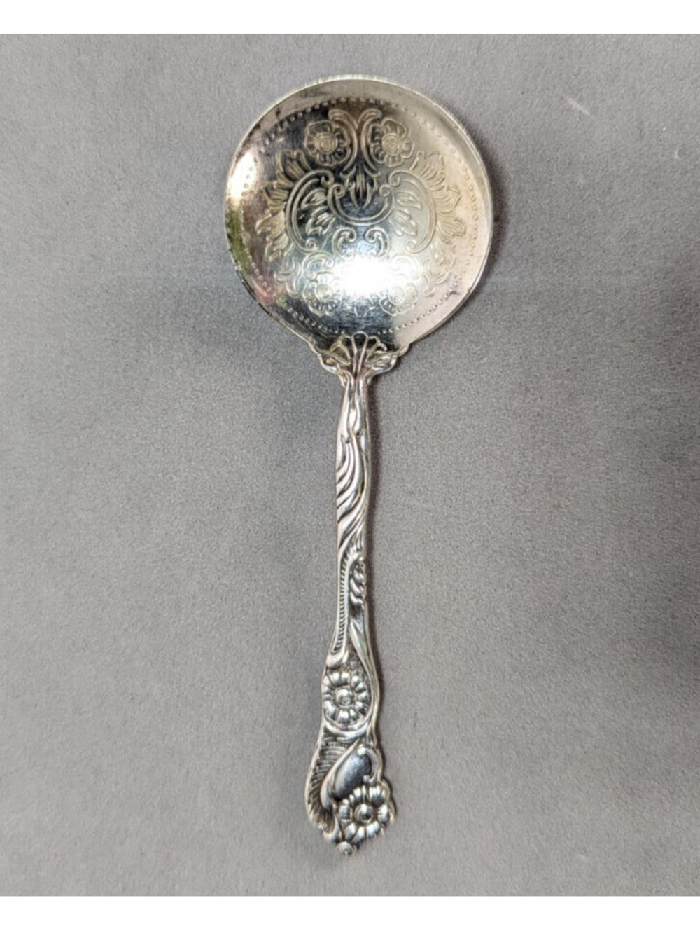 Bon Bon Serving Spoon Vintage Nils Johan Silverplate Sweden Floral Pattern